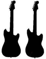 Profiles of a 1956 Musicmaster (left) and a Mustang, both with 22.5" necks and Musicmaster headstocks.